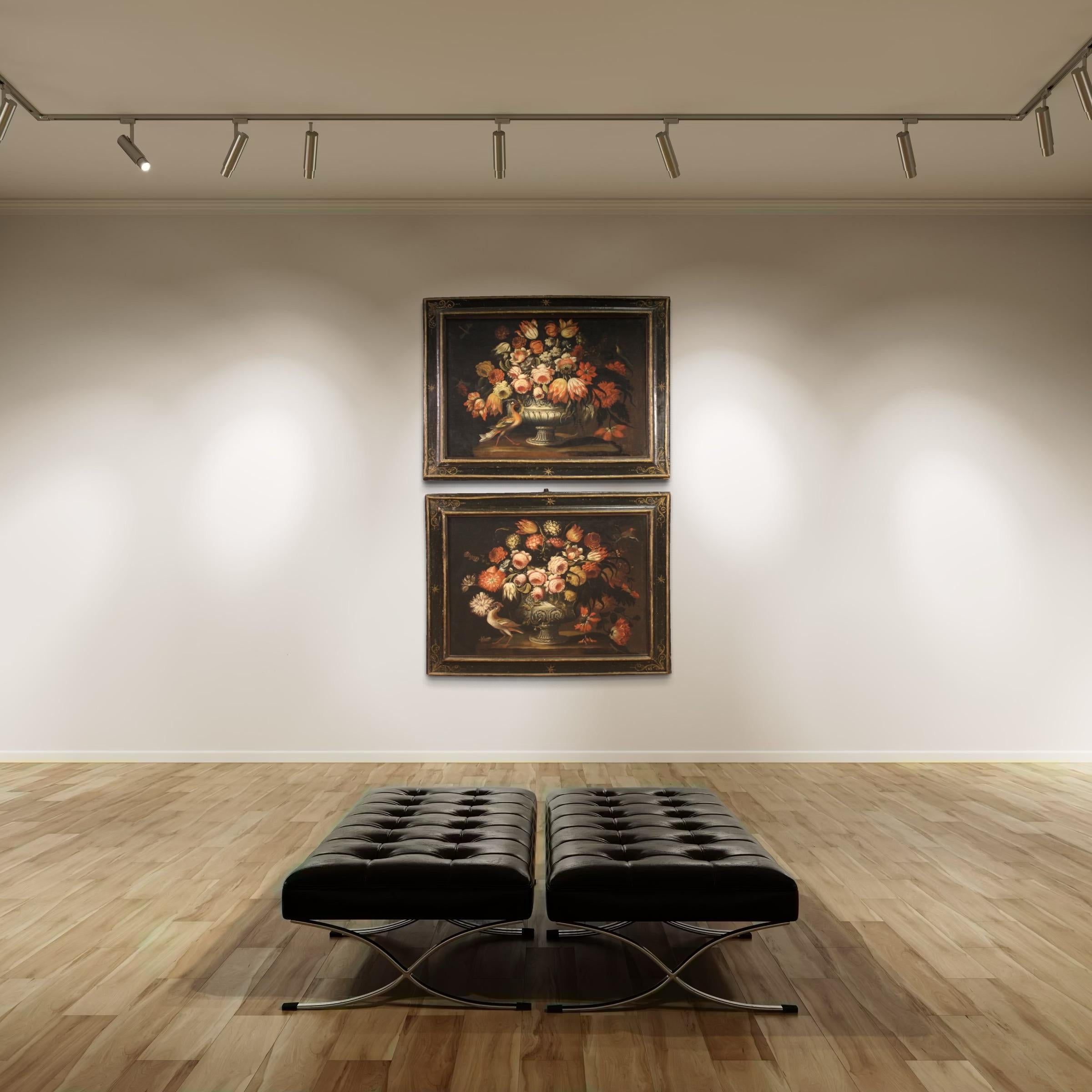 Paire de natures mortes à l'huile sur toile de l'école lombarde du 17e siècle, 1680 en vente 9