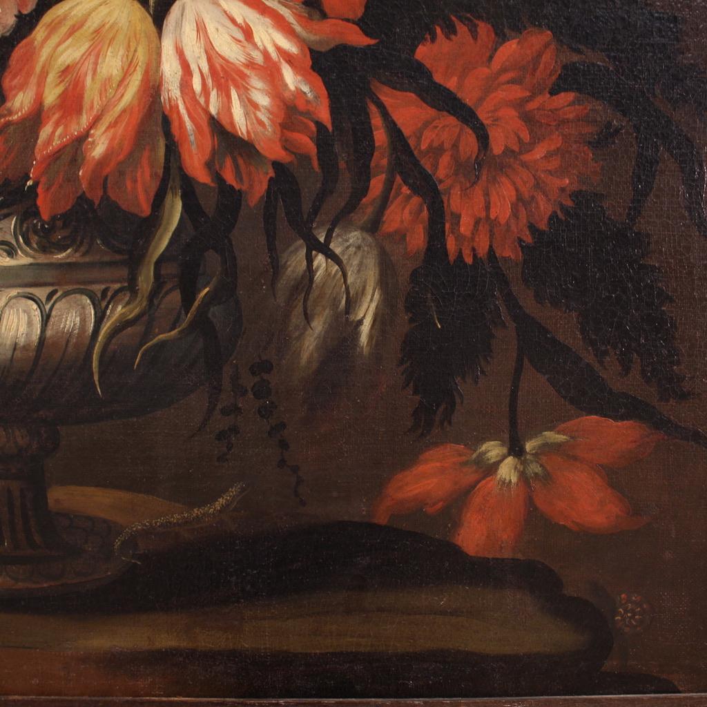 Paire de natures mortes à l'huile sur toile de l'école lombarde du 17e siècle, 1680 en vente 11