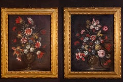 Pair of 18th century Italian Still Life Paintings of Flowers