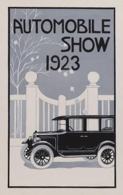 Pair of 1923 Automobile Show Original Illustrations