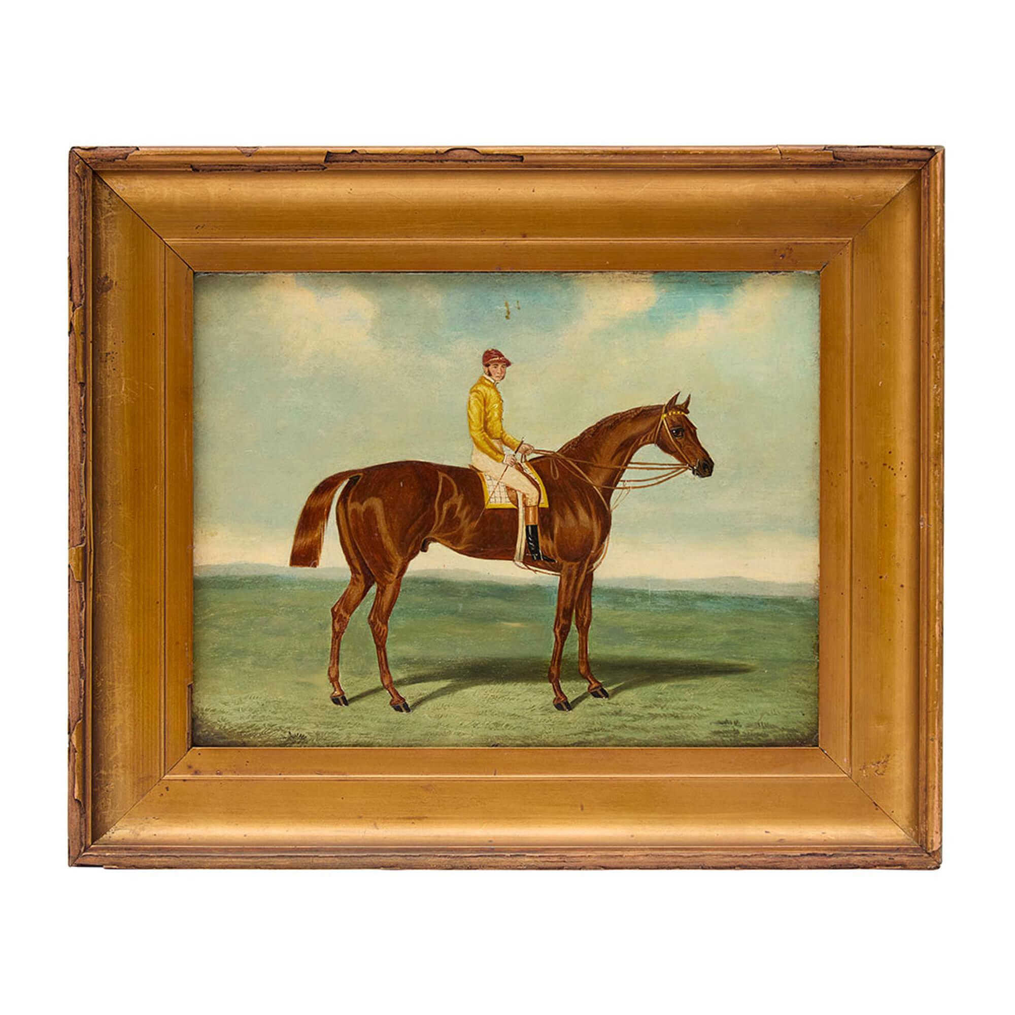 Paire de peintures à l'huile équestres britanniques du 19ème siècle - Victorien Painting par Unknown