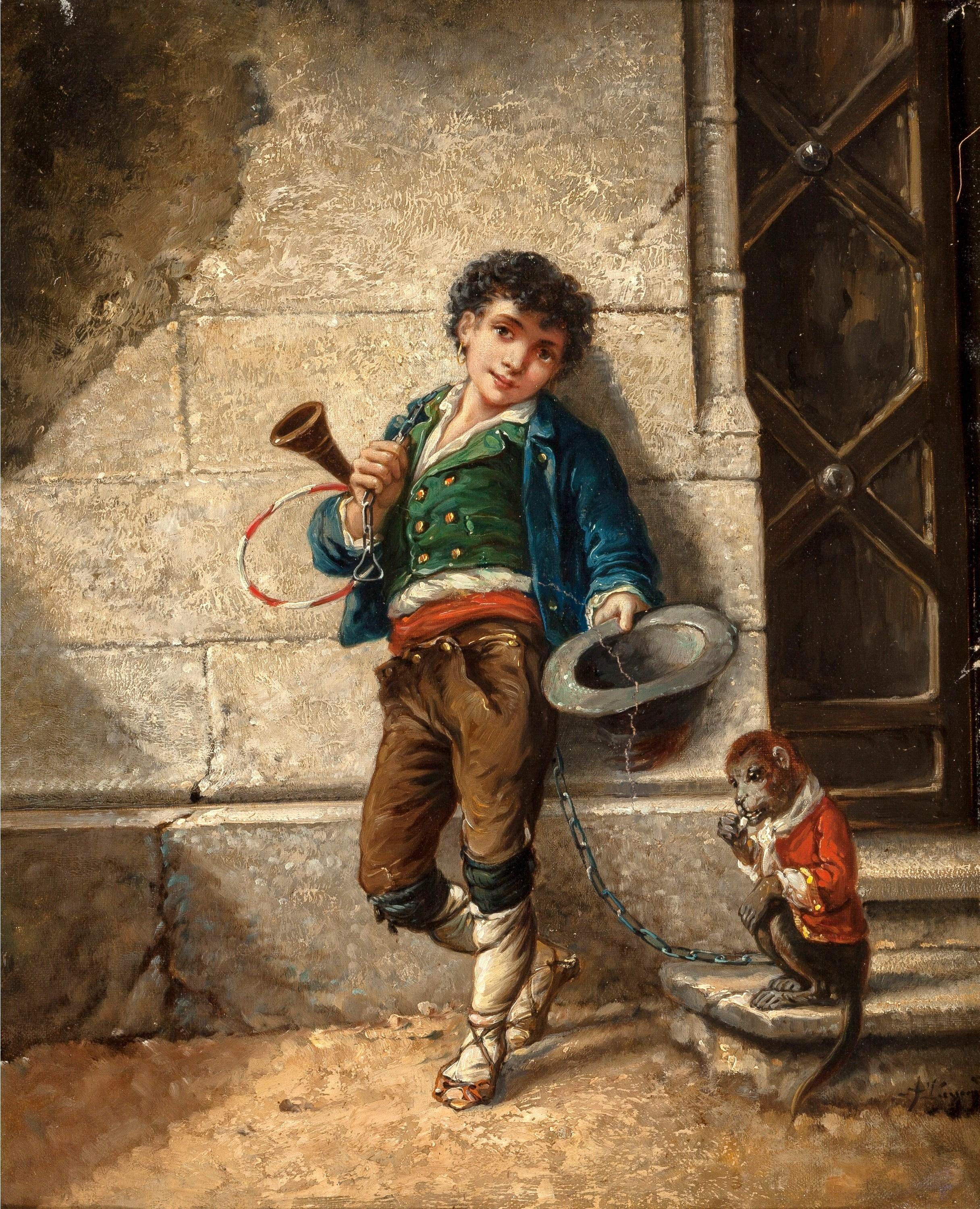 Pair of 19th Century Italian School Oil Paintings, Signed A. Leonard 1