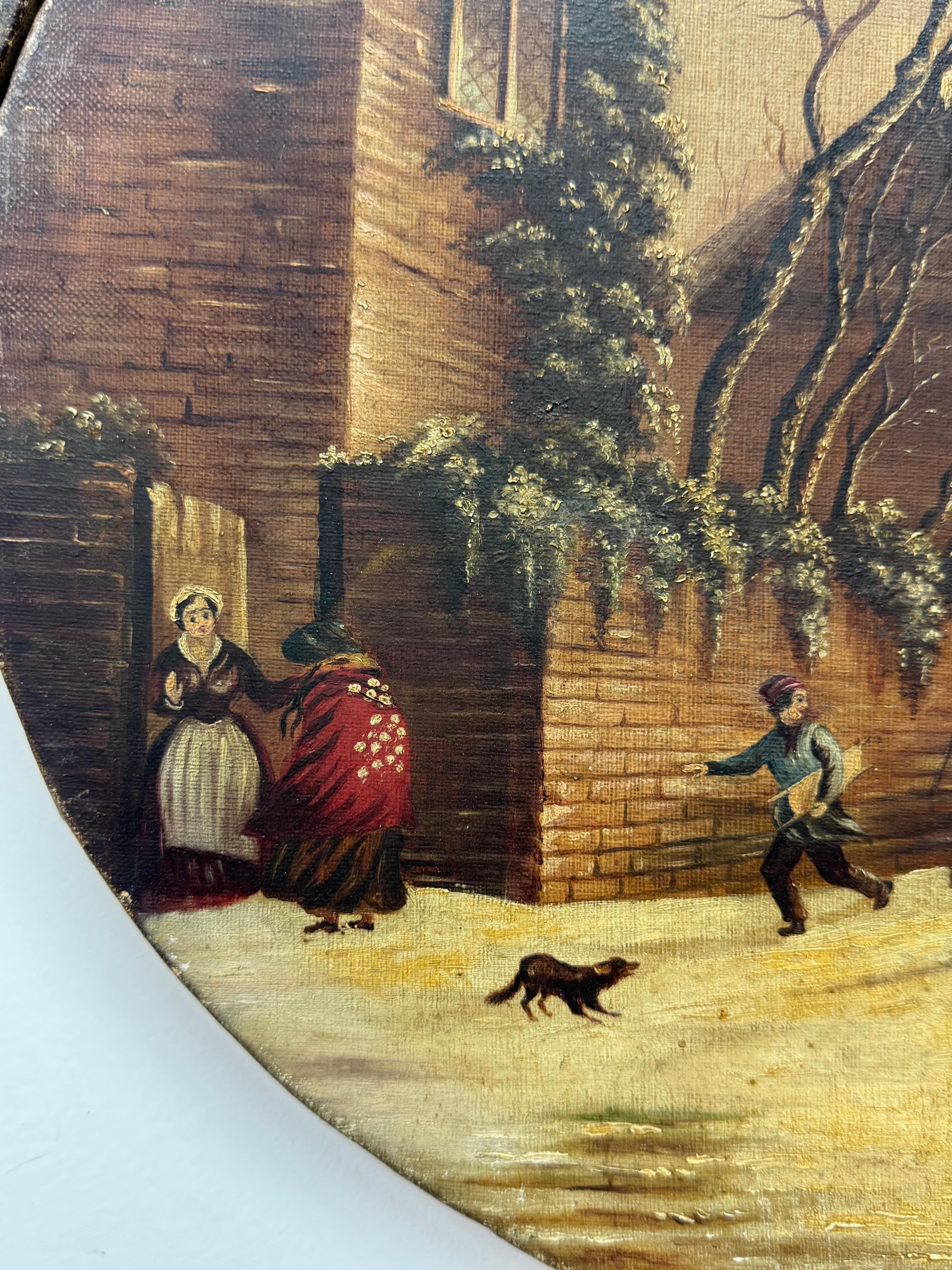 Paire de paysages du XIXe siècle - représentant une scène d'hiver et des enfants en vente 2