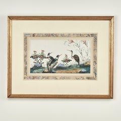 Pair of Antique Chinese Pith Paintings of Birds