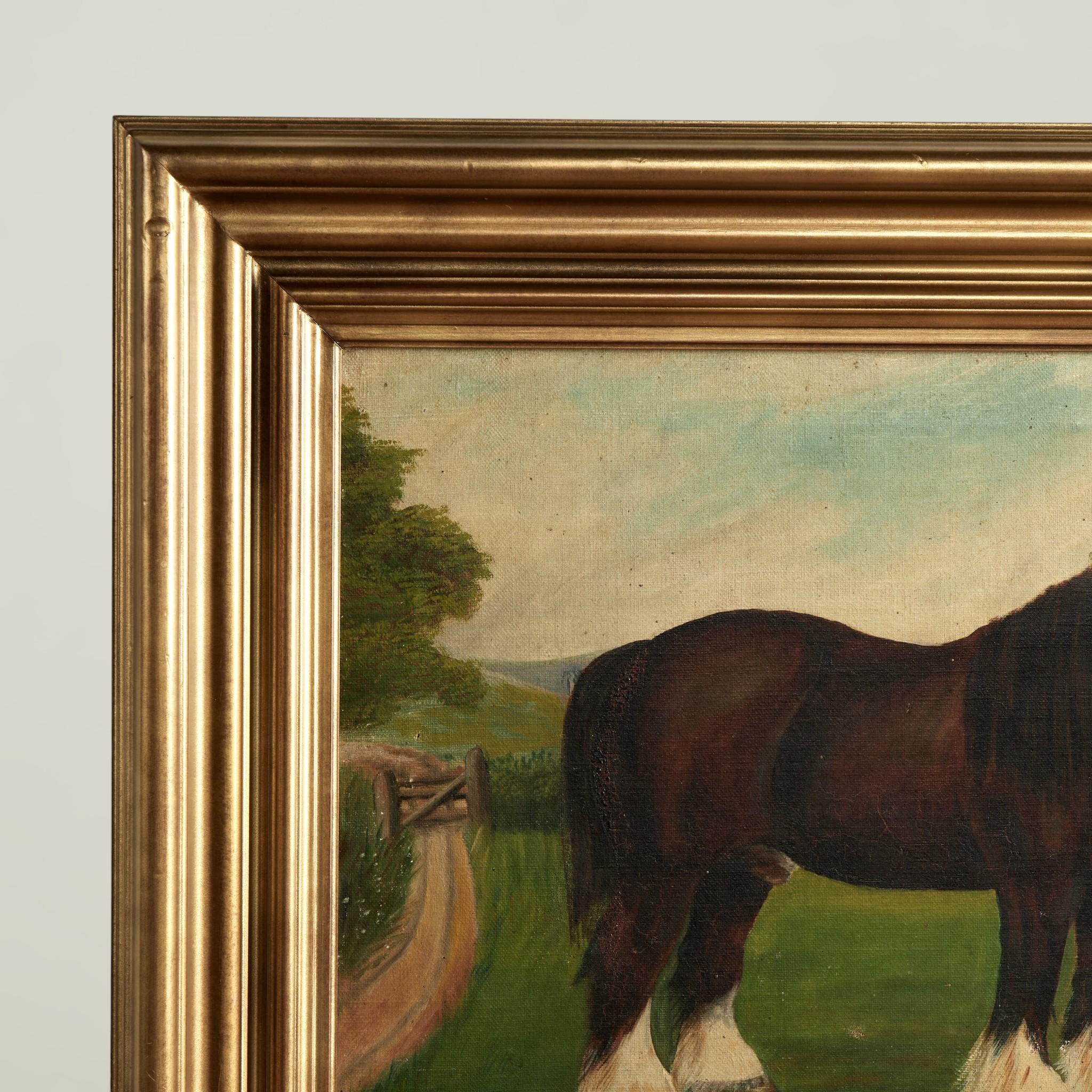 Paar antike englische Pferdegemälde (Volkskunst), Painting, von Unknown