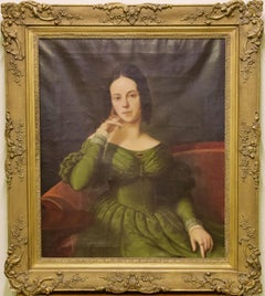 Pair of Antique Paintings, Oil on Canvas, Portraits. Around 1850.