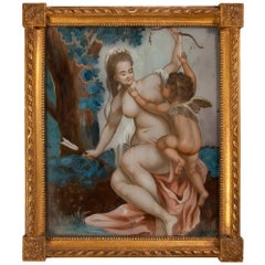 Pair of antique reverse glass paintings