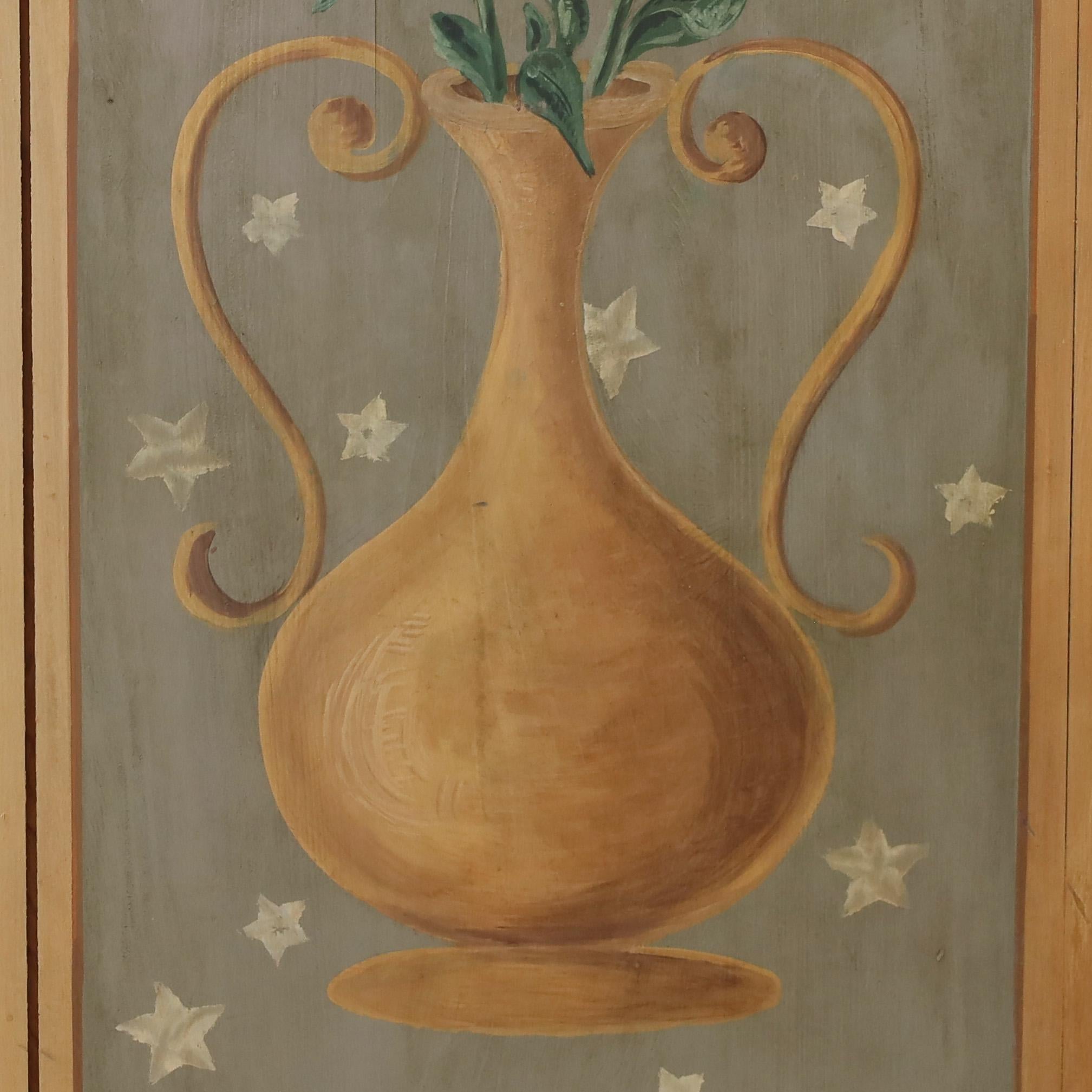 Coppia di pannelli decorativi dipinti in Wood antico in vendita 1