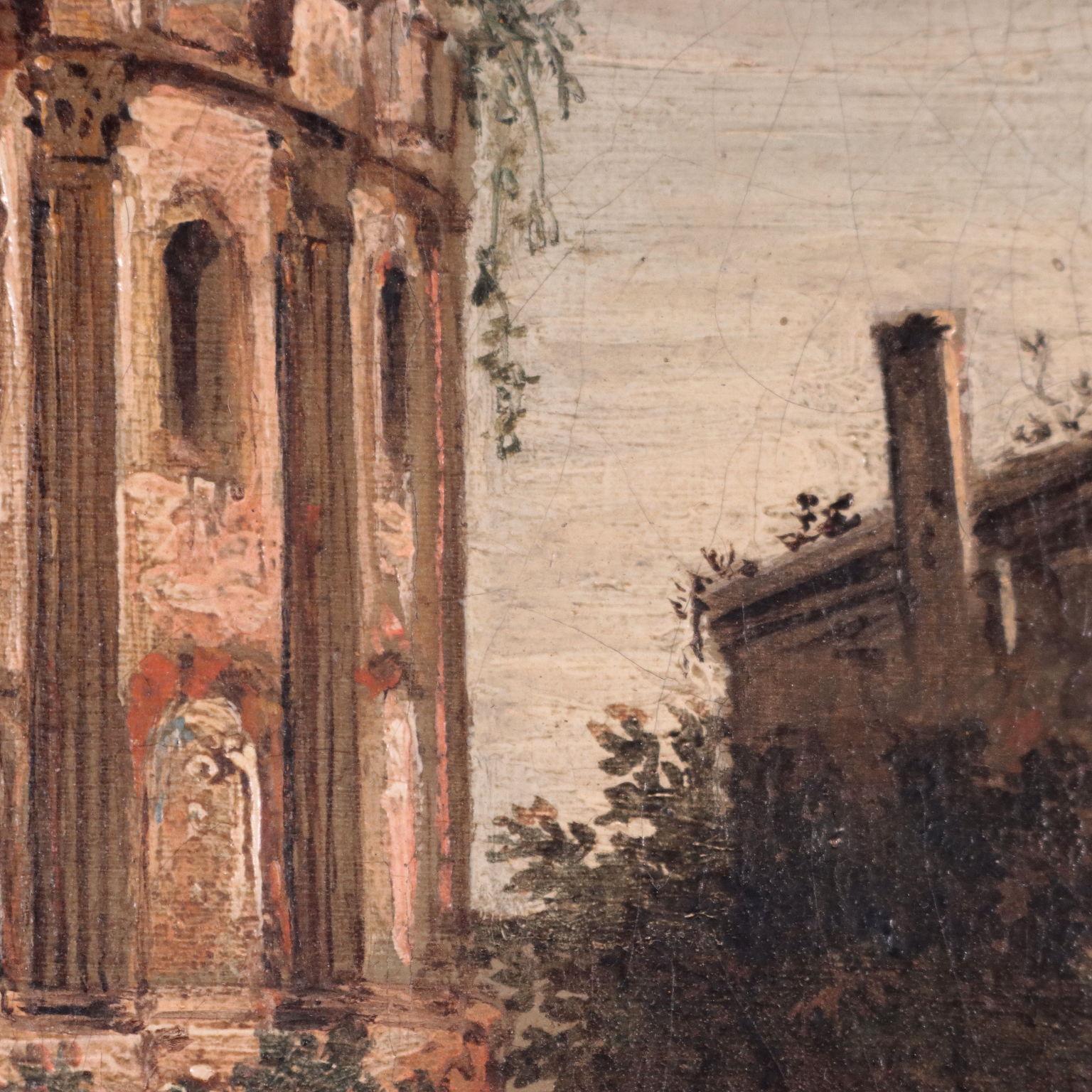 Pair of Architectural Whims with Figures, 1700s, oil on canvas 2