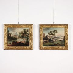Pair of Architectural Whims with Figures, 1700s, oil on canvas