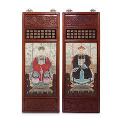 Pair of Chinese Ancestor Portrait Panels