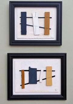 Pair of Contemporary Constructivist Oil Relief Painting - Construction 1 & 2