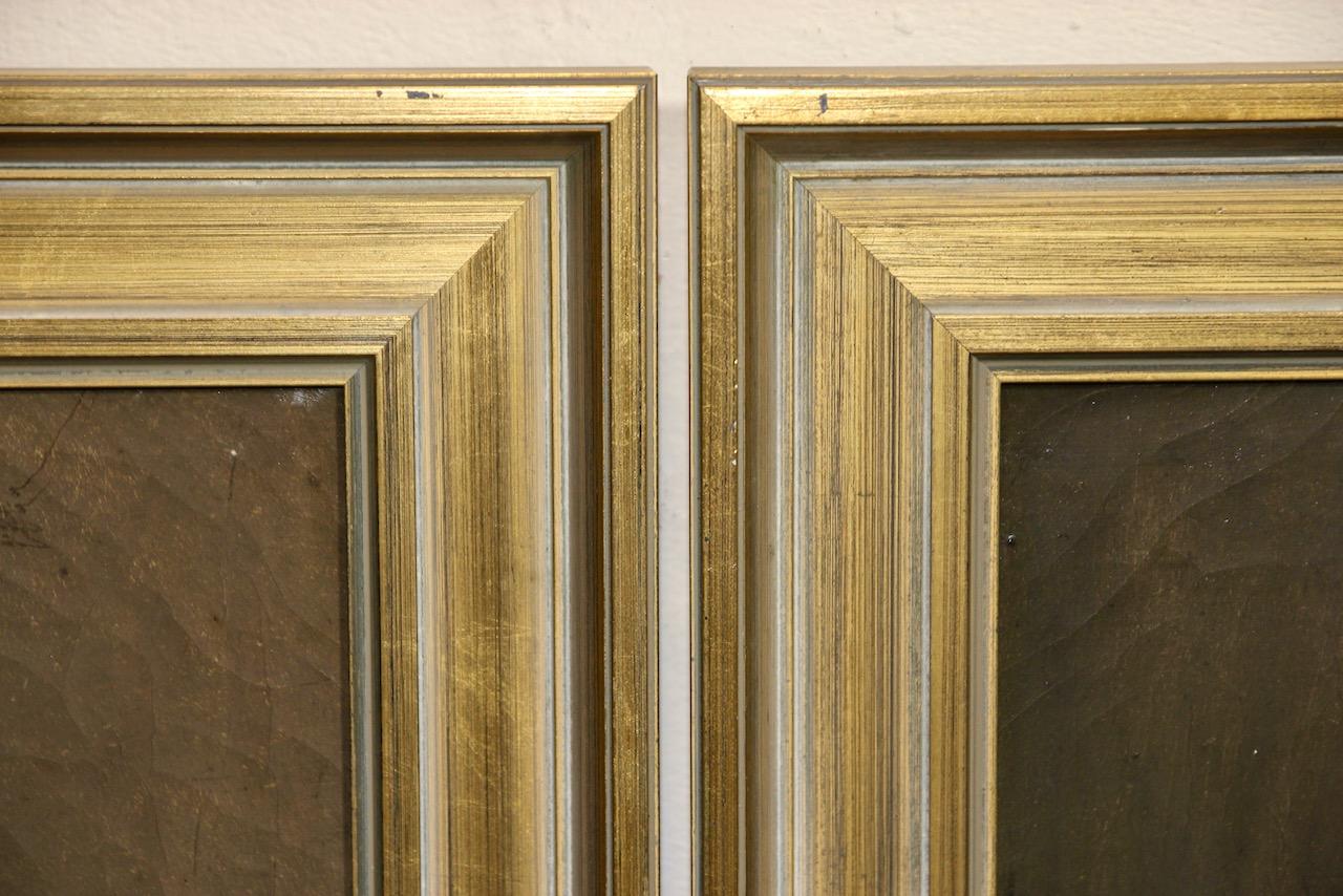 Coppia di antichi dipinti decorativi a olio, Ritratti. XIX secolo. in vendita 4