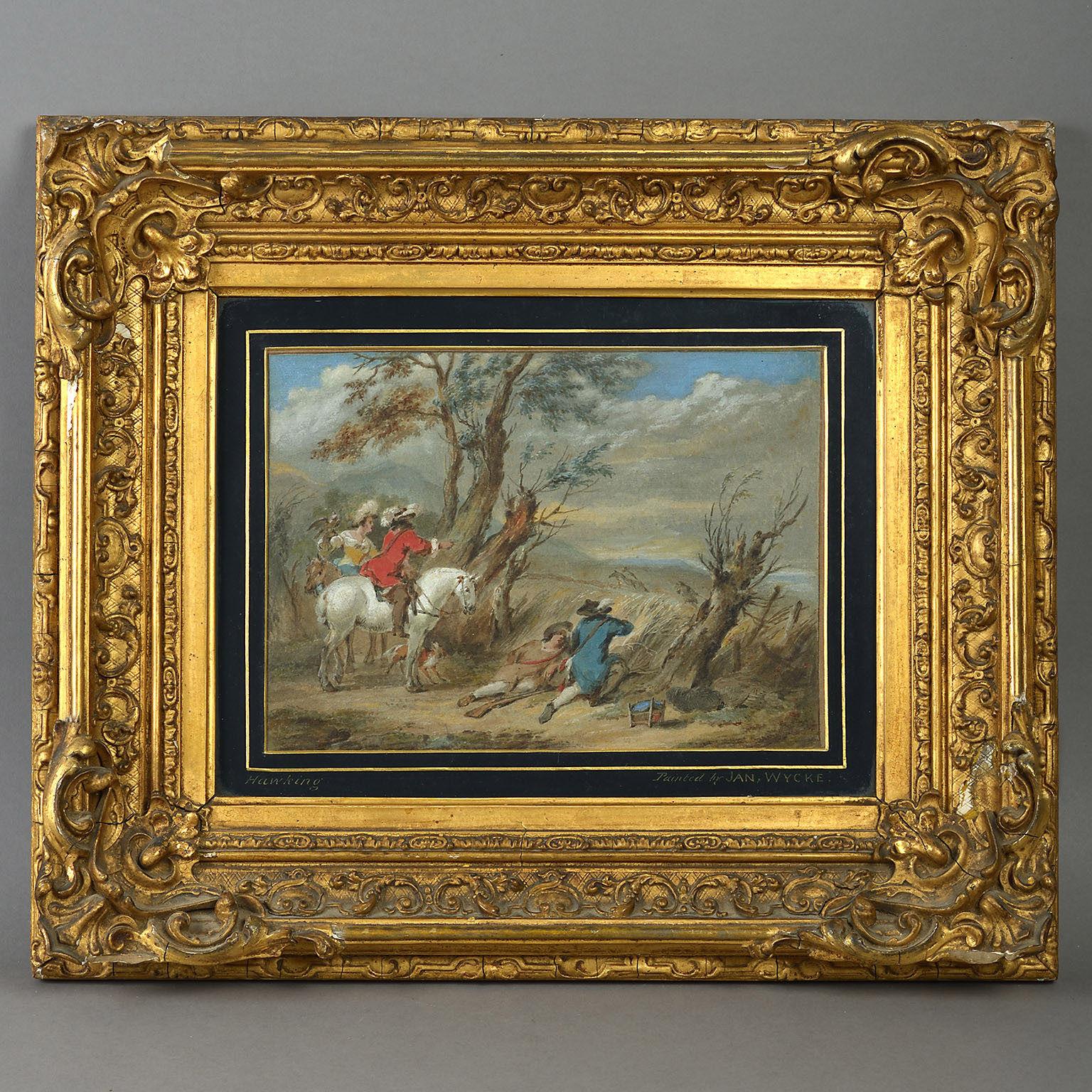 Zwei Aquarelllandschaften aus dem frühen 18. Jahrhundert:: die Jan Wyck zugeschrieben werden – Painting von Unknown