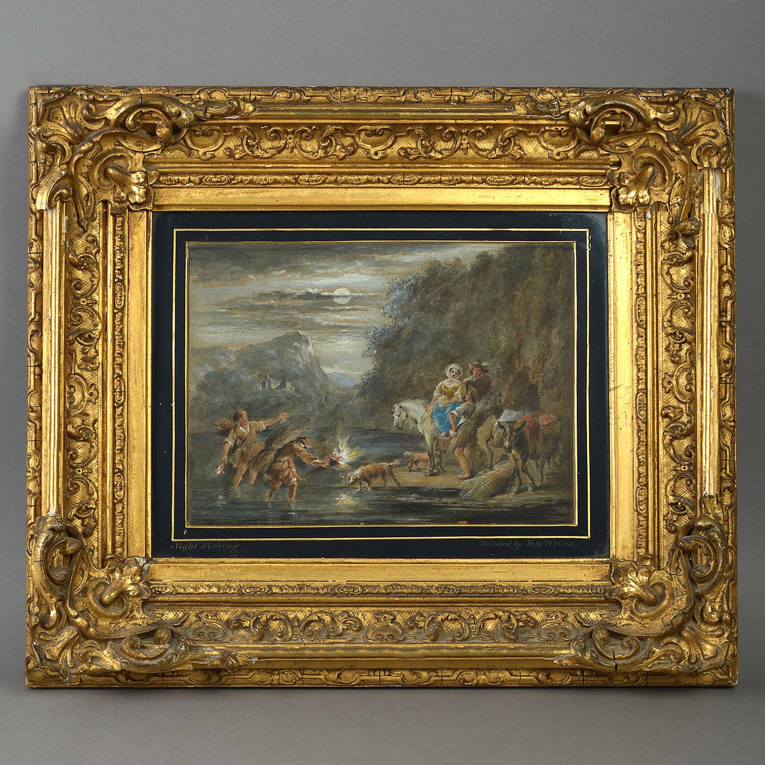 Unknown Landscape Painting – Zwei Aquarelllandschaften aus dem frühen 18. Jahrhundert:: die Jan Wyck zugeschrieben werden