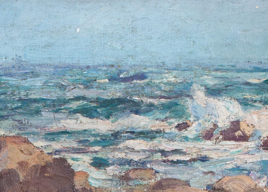 Coppia di dipinti impressionisti britannici del primo Novecento raffiguranti una spiaggia in vendita 2
