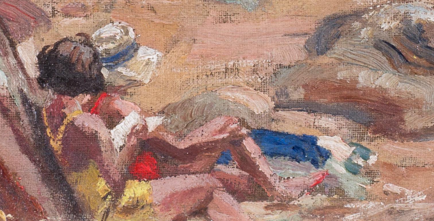 Coppia di dipinti impressionisti britannici del primo Novecento raffiguranti una spiaggia in vendita 3