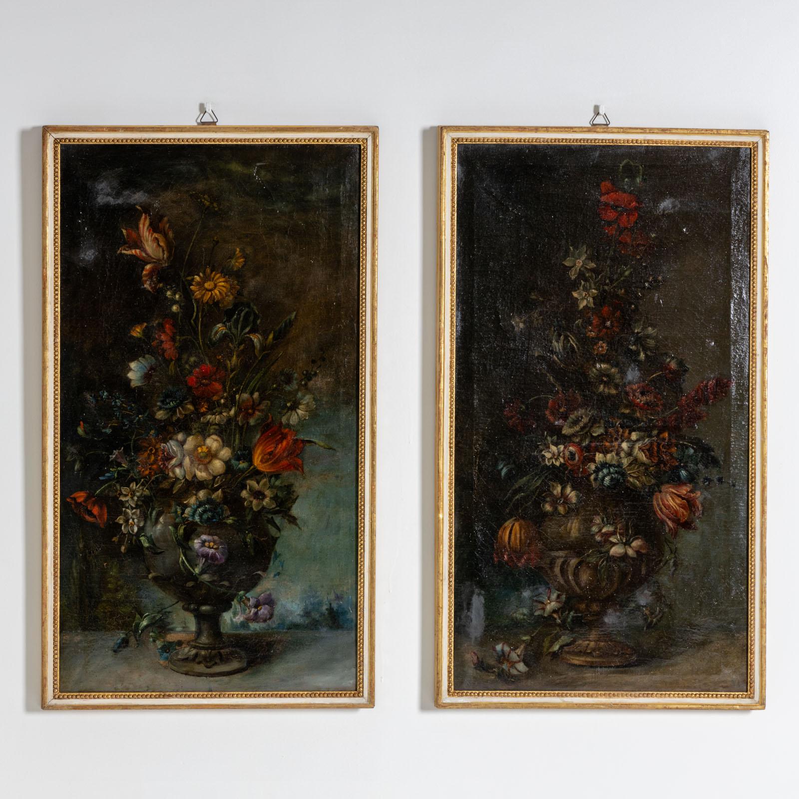Pair of Floral Still Lifes, likely Italy, 18th Century - Painting by Unknown