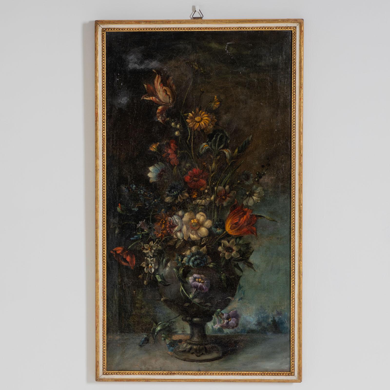 Pair of Floral Still Lifes, likely Italy, 18th Century - Black Still-Life Painting by Unknown