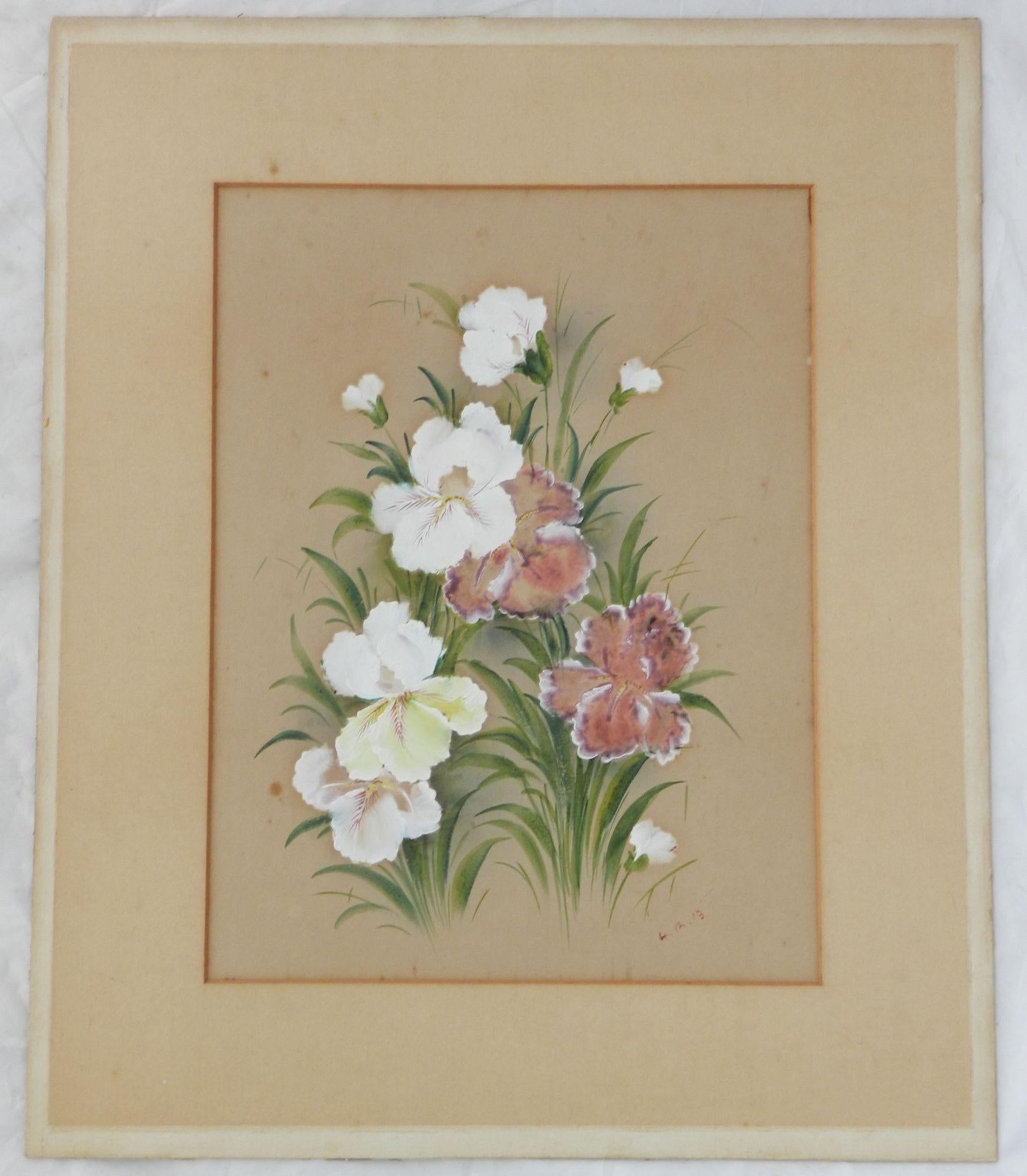 Pair of Flower Paintings c1913 English Signed by Artist For Sale 9