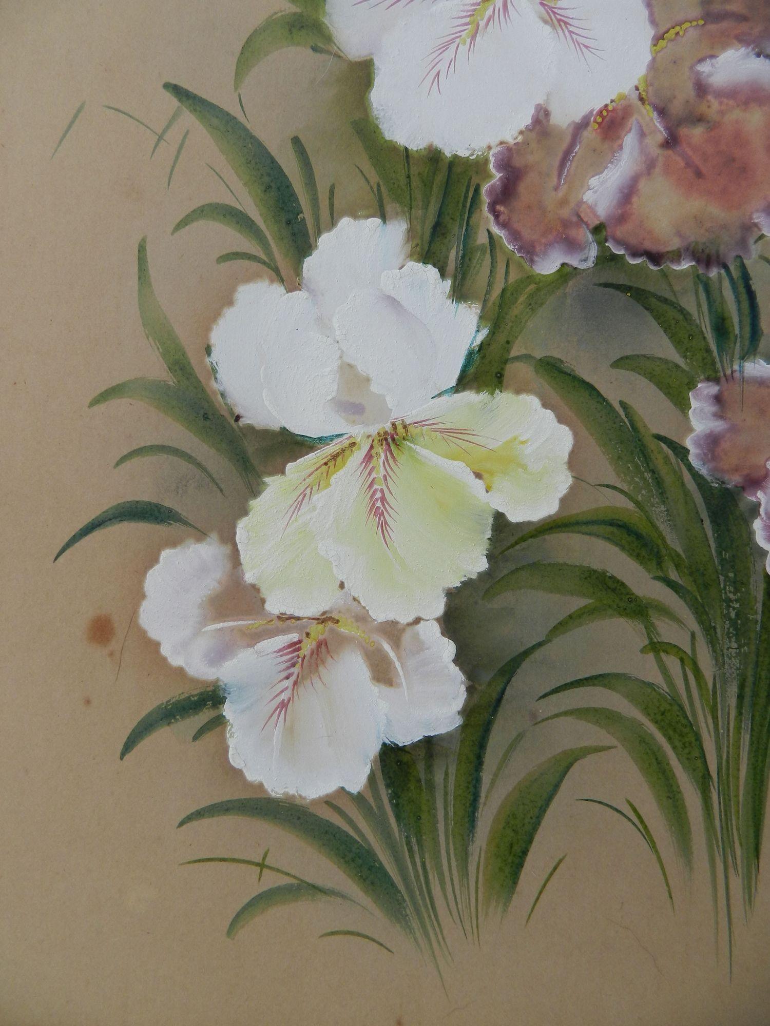 Pair of Flower Paintings c1913 English Signed by Artist For Sale 4