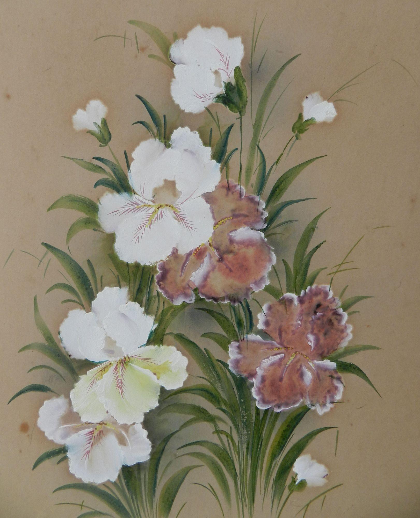 Pair of Flower Paintings c1913 English Signed by Artist For Sale 5