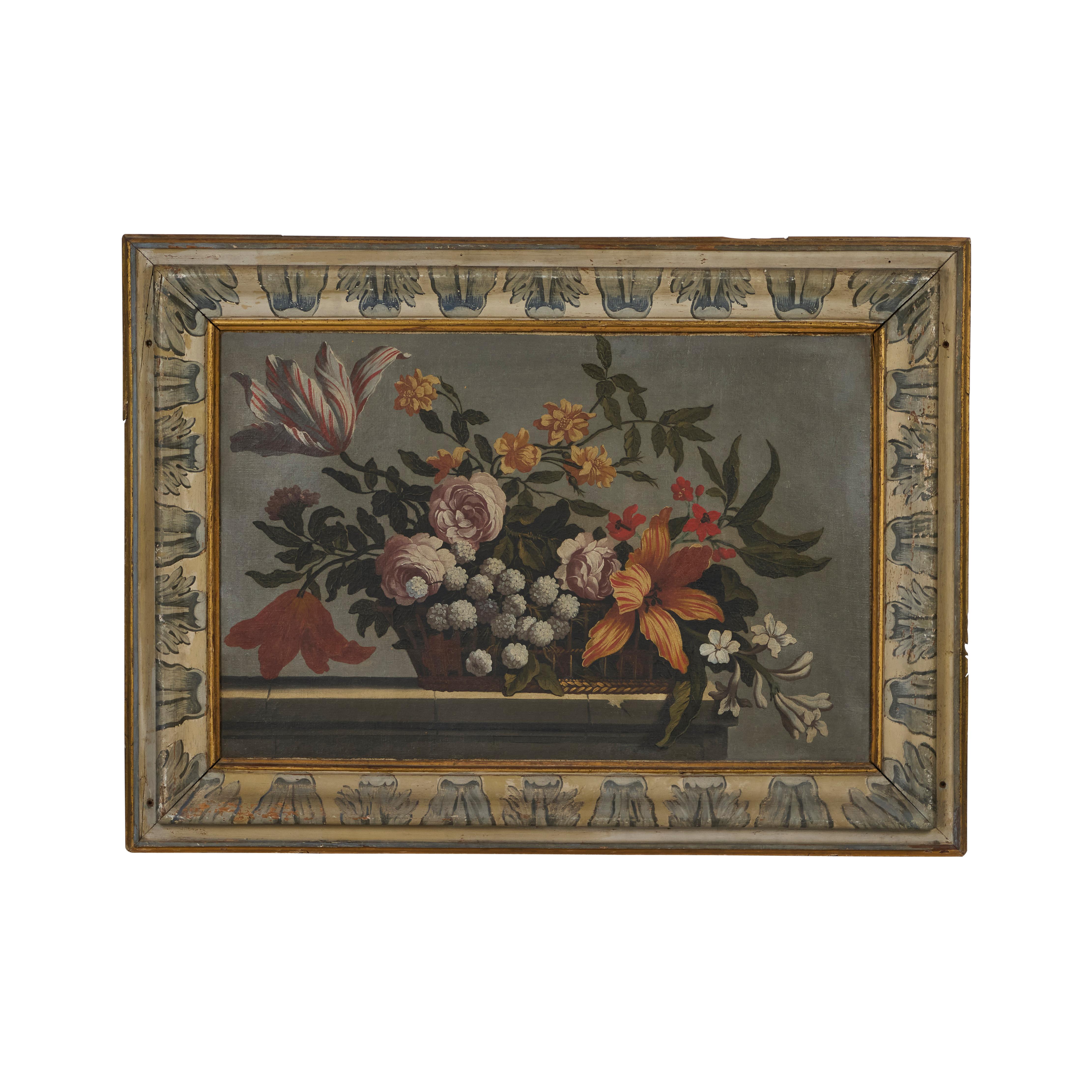 Paire de peintures de boiserie françaises du 18ème siècle à l'huile sur toile - Painting de Unknown