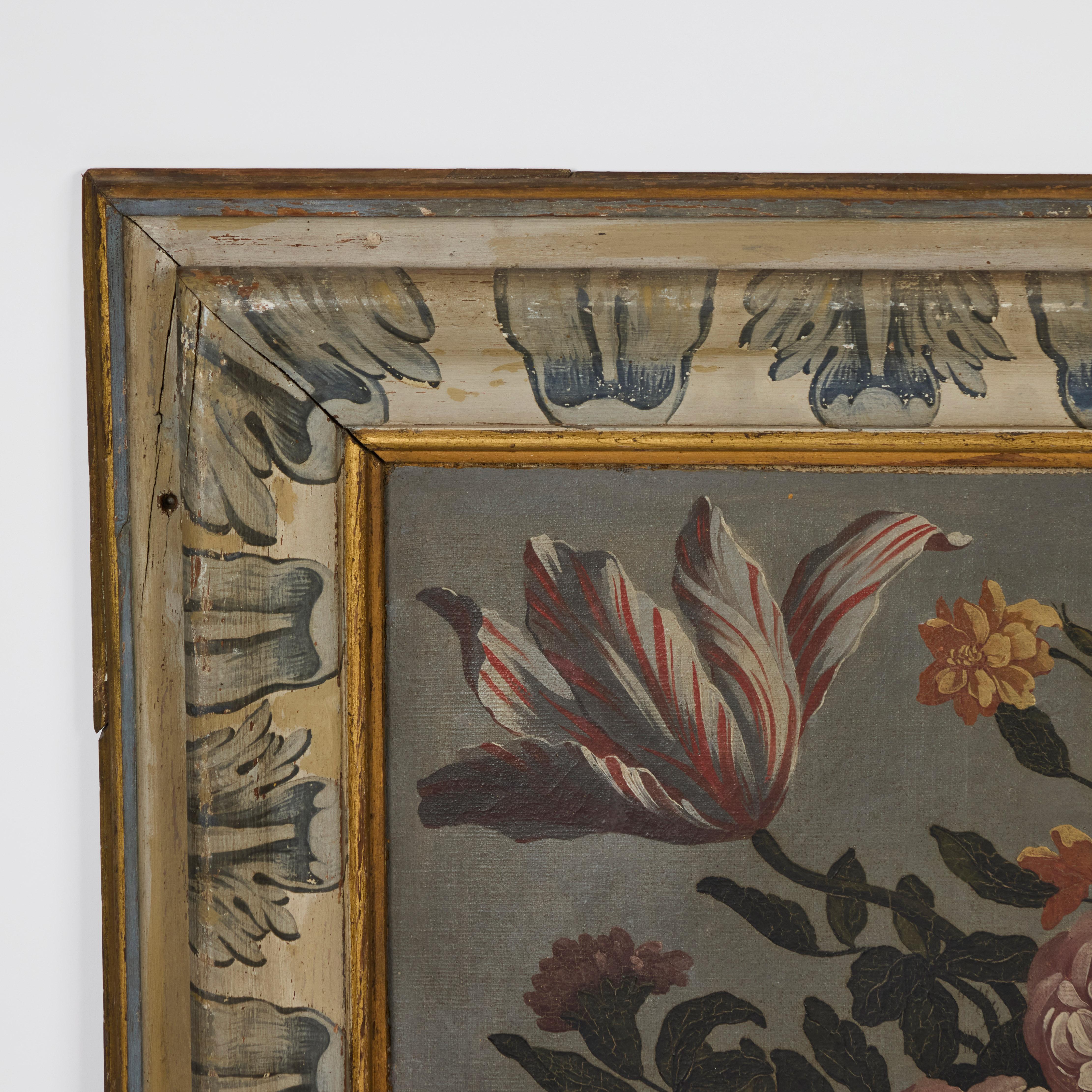 Paire de peintures de boiserie françaises du 18ème siècle à l'huile sur toile - Marron Still-Life Painting par Unknown