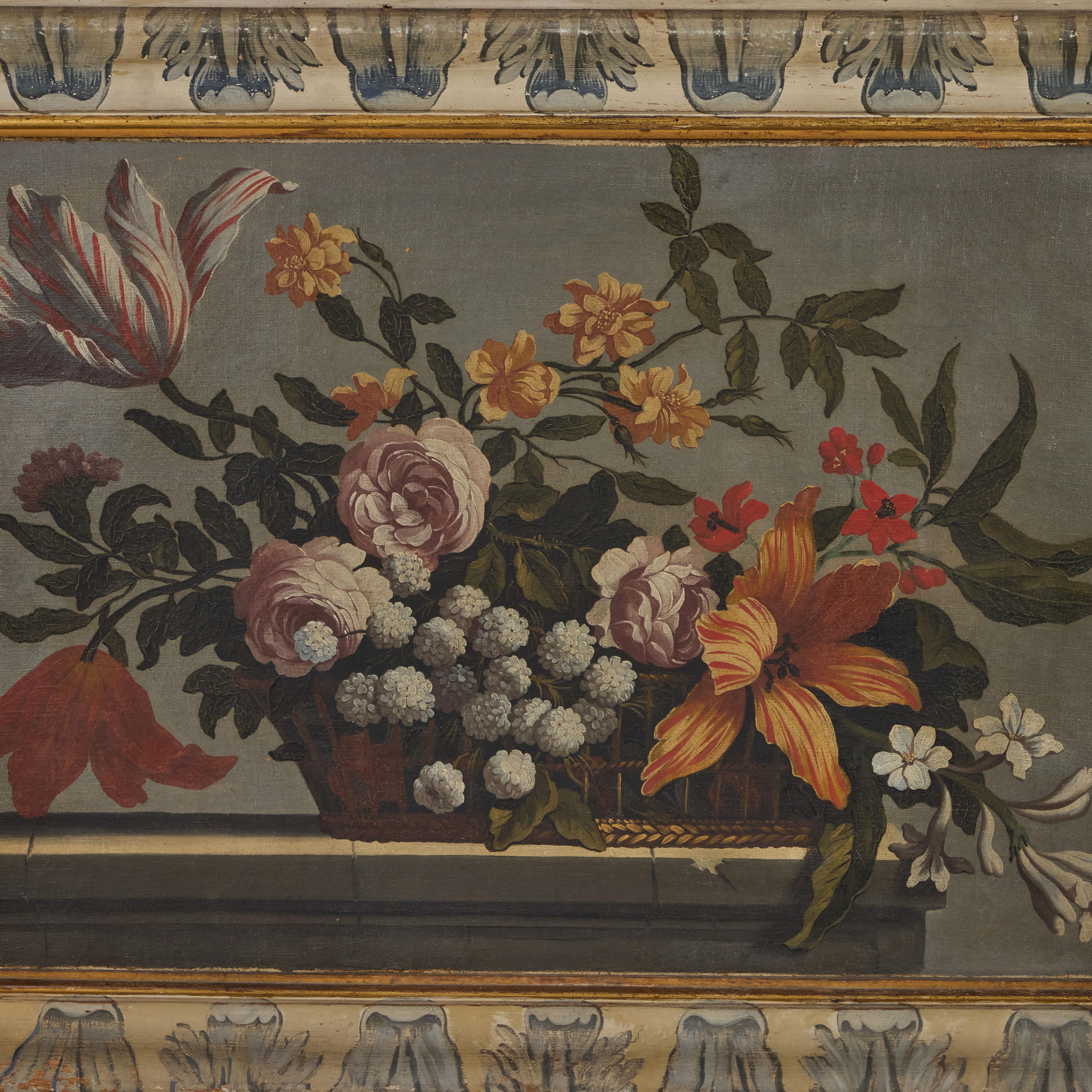 Paire de peintures de boiserie françaises du 18ème siècle à l'huile sur toile en vente 1