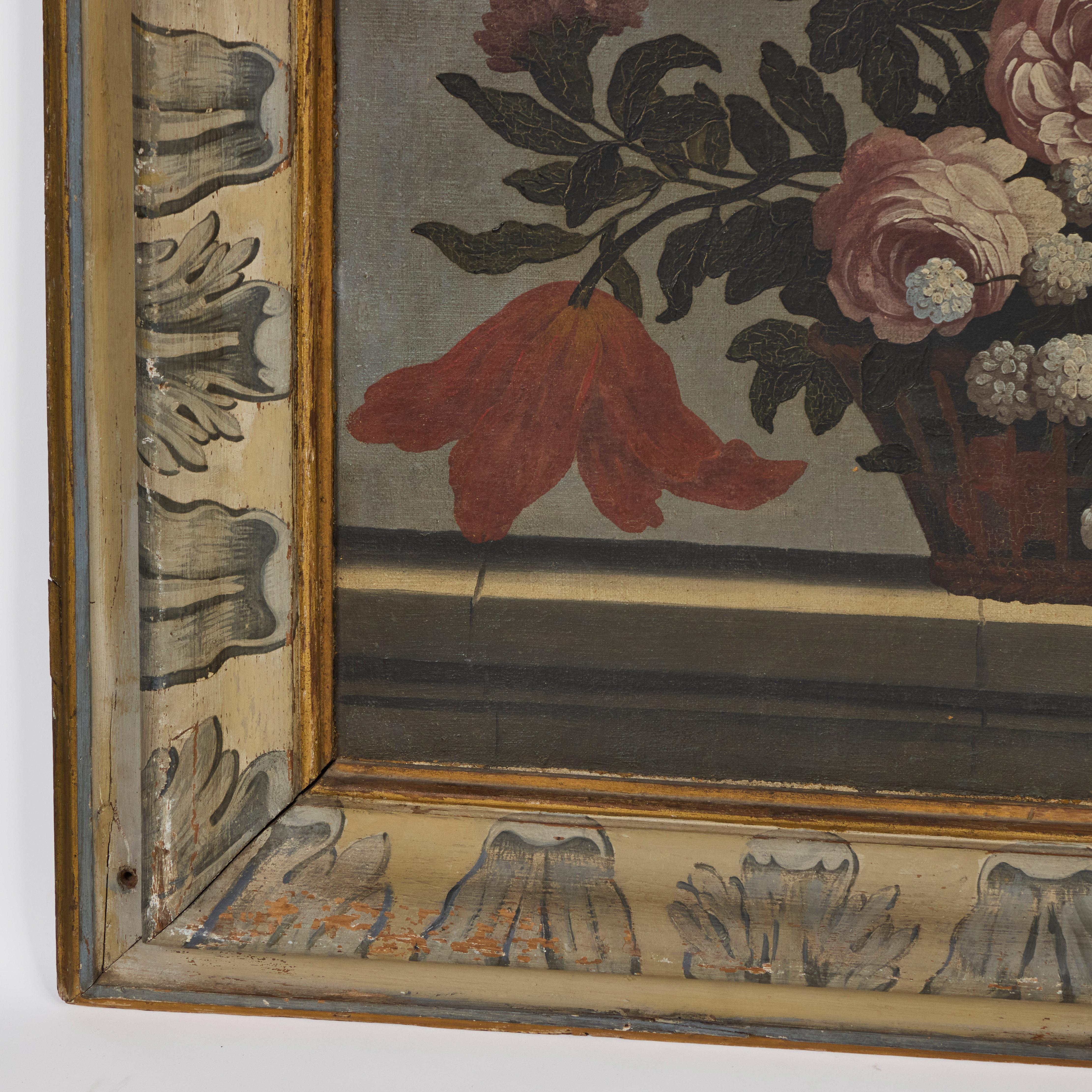 Paire de peintures de boiserie françaises du 18ème siècle à l'huile sur toile en vente 2