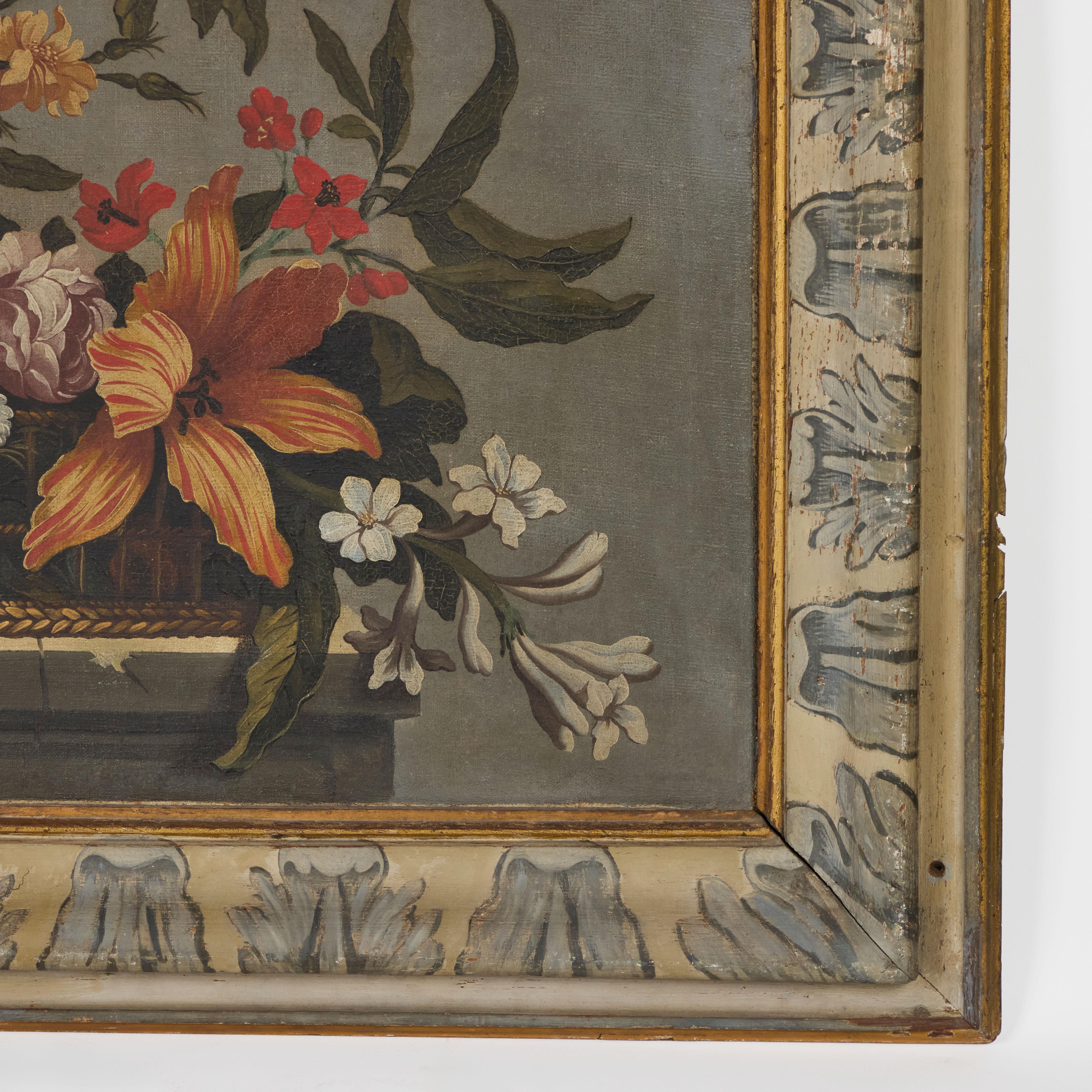 Paire de peintures de boiserie françaises du 18ème siècle à l'huile sur toile en vente 3