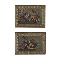 Paire de peintures de boiserie françaises du 18ème siècle à l'huile sur toile