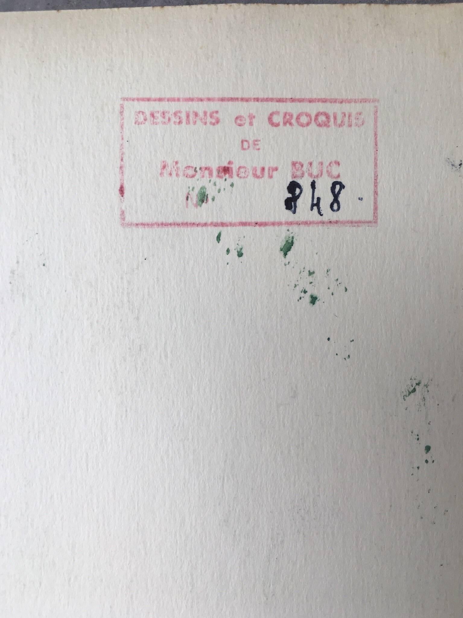 Pareja de Retratos de Personajes Franceses, Fondos Violeta y Verde en venta 4