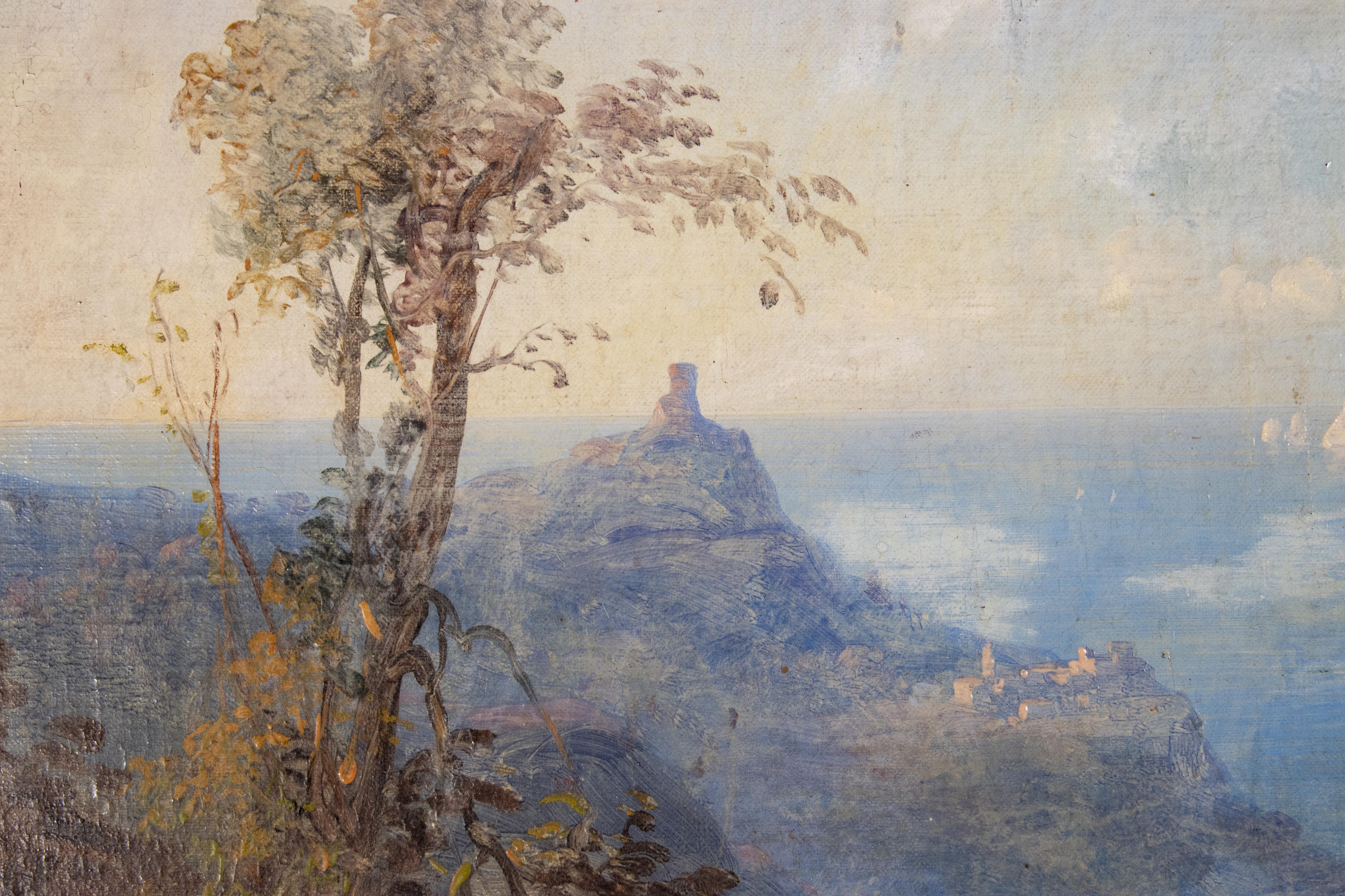 Paire de paysages avec vues de la Rome antique - Huile sur toile - Milieu du XIXe siècle en vente 6