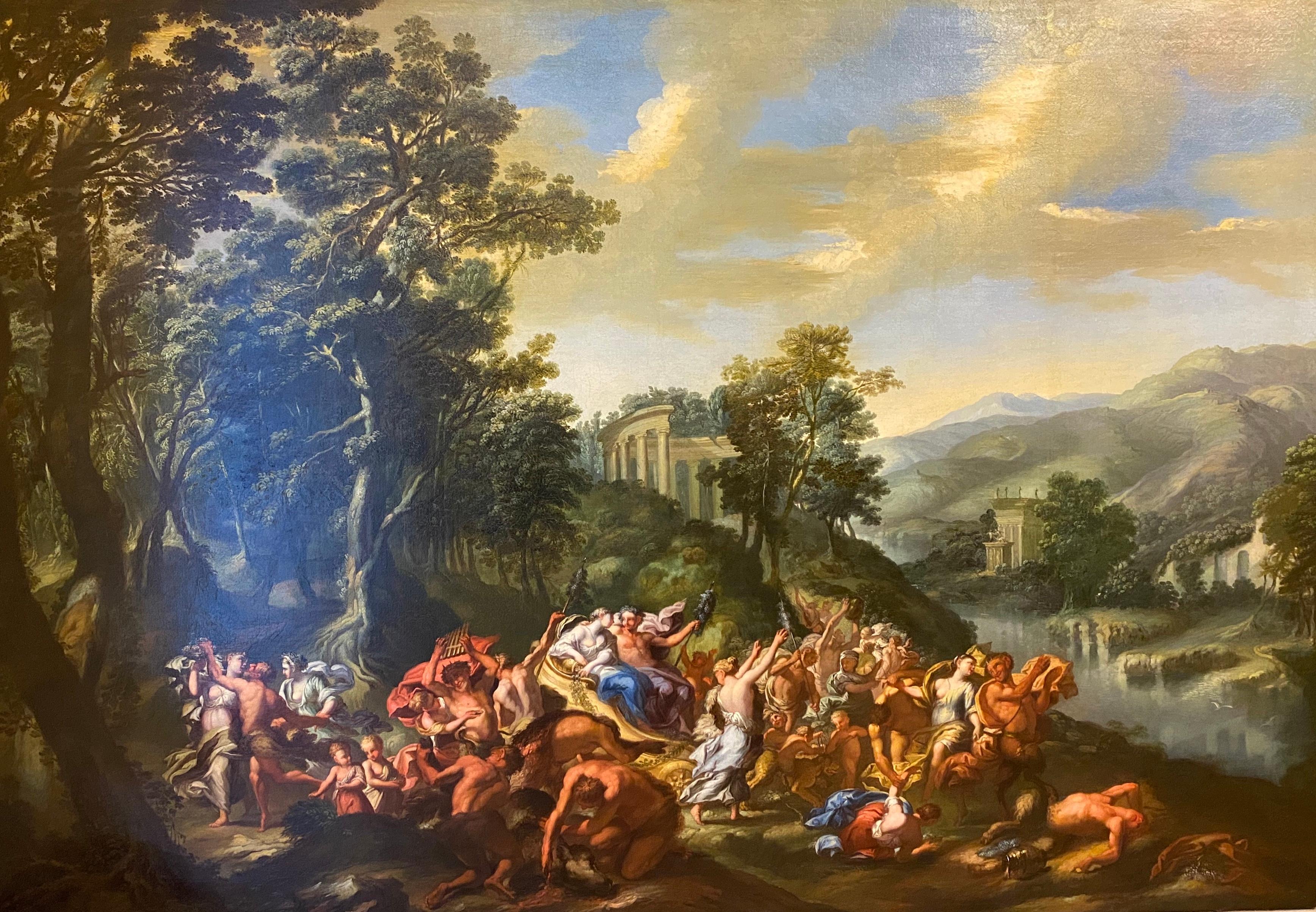 Pair of Large 18
century Paintings The Wedding Feast of Bacchus and Ariadne