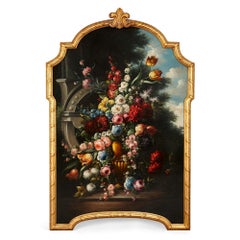 Pair of Large Baroque Style Floral Still Life Oil Paintings