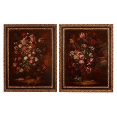 Pair of Large Floral Still Lifes in the Old Master Style 