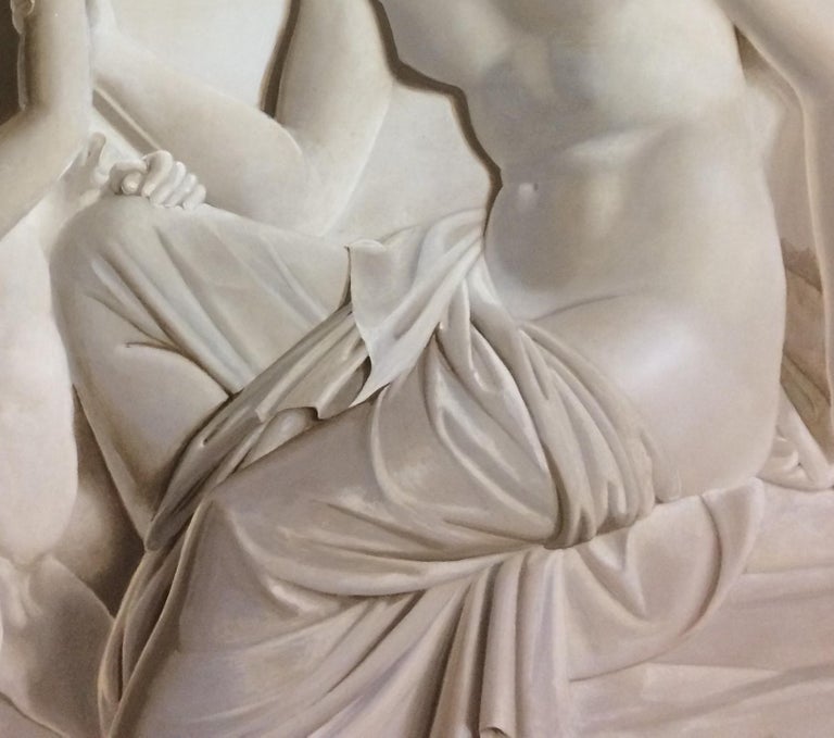 Pair of Large Neoclassical Grisaille Paintings after Thorvaldsen reliefs 1920 For Sale 8
