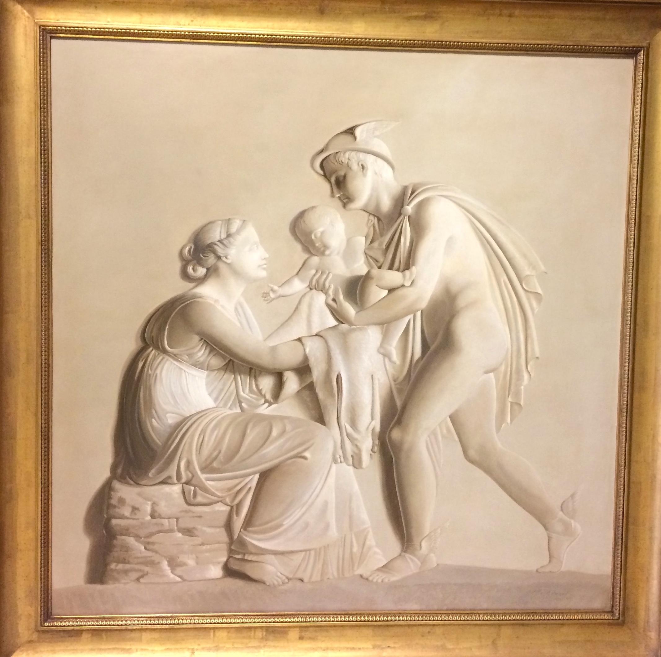 Pair of Large Neoclassical Grisaille Paintings after Thorvaldsen reliefs 1920 4