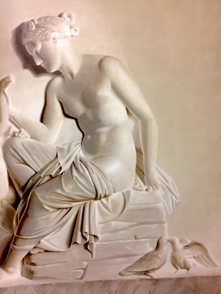 Pair of Large Neoclassical Grisaille Paintings after Thorvaldsen reliefs 1920 For Sale 5