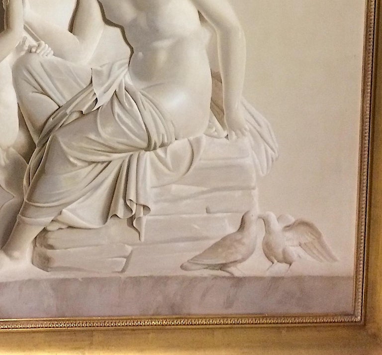 Pair of Large Neoclassical Grisaille Paintings after Thorvaldsen reliefs 1920 For Sale 6