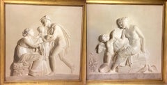 Pair of Large Neoclassical Grisaille Paintings after Thorvaldsen reliefs 1920