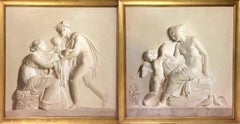 Pair of Large Neoclassical Grisaille Paintings after Thorvaldsen reliefs 1920