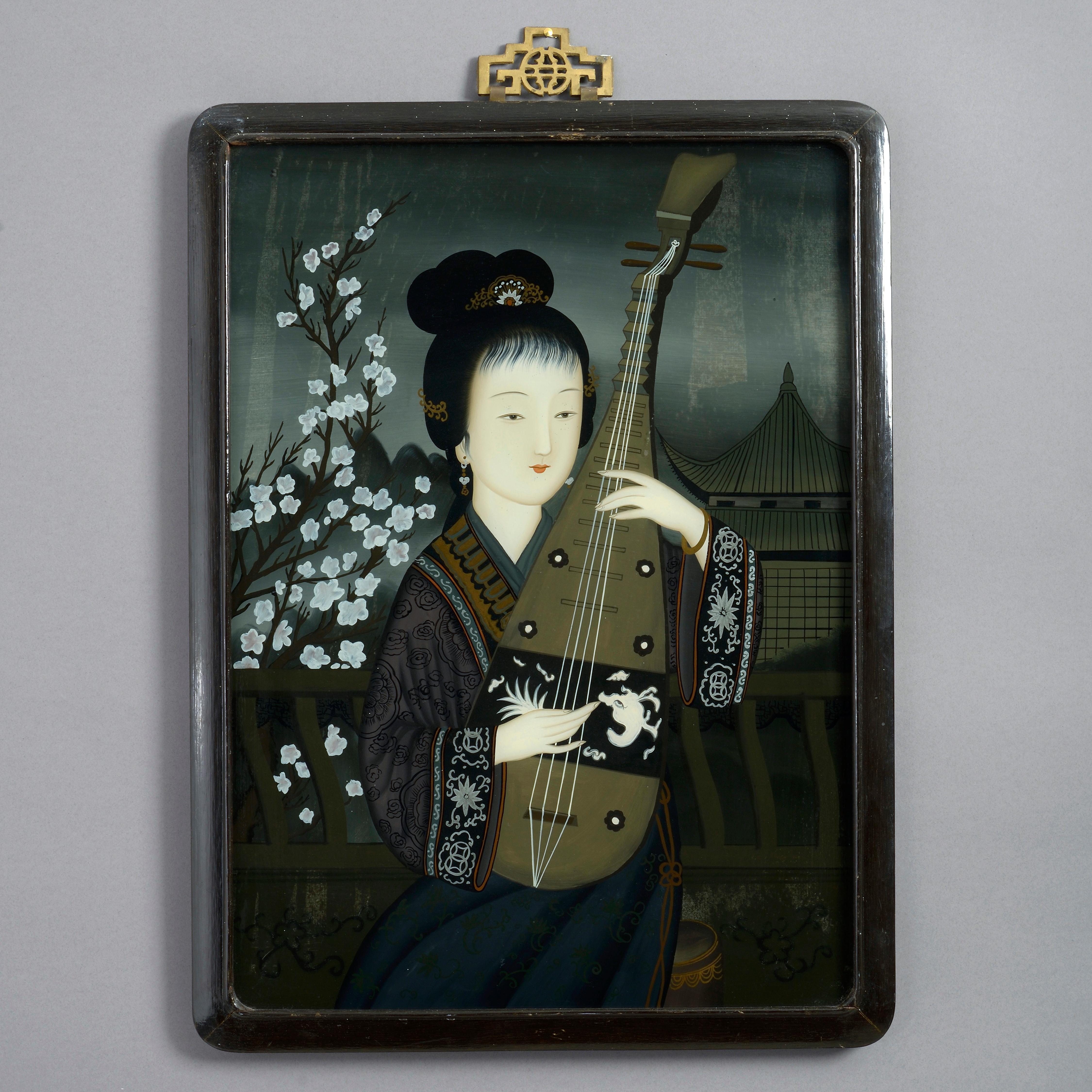 Pair of Late 19th Century Reverse Glass Portraits - Qing Art by Unknown