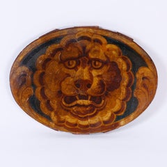 Pair of Lion Oil Paintings on Board, Perhaps Circus Decor