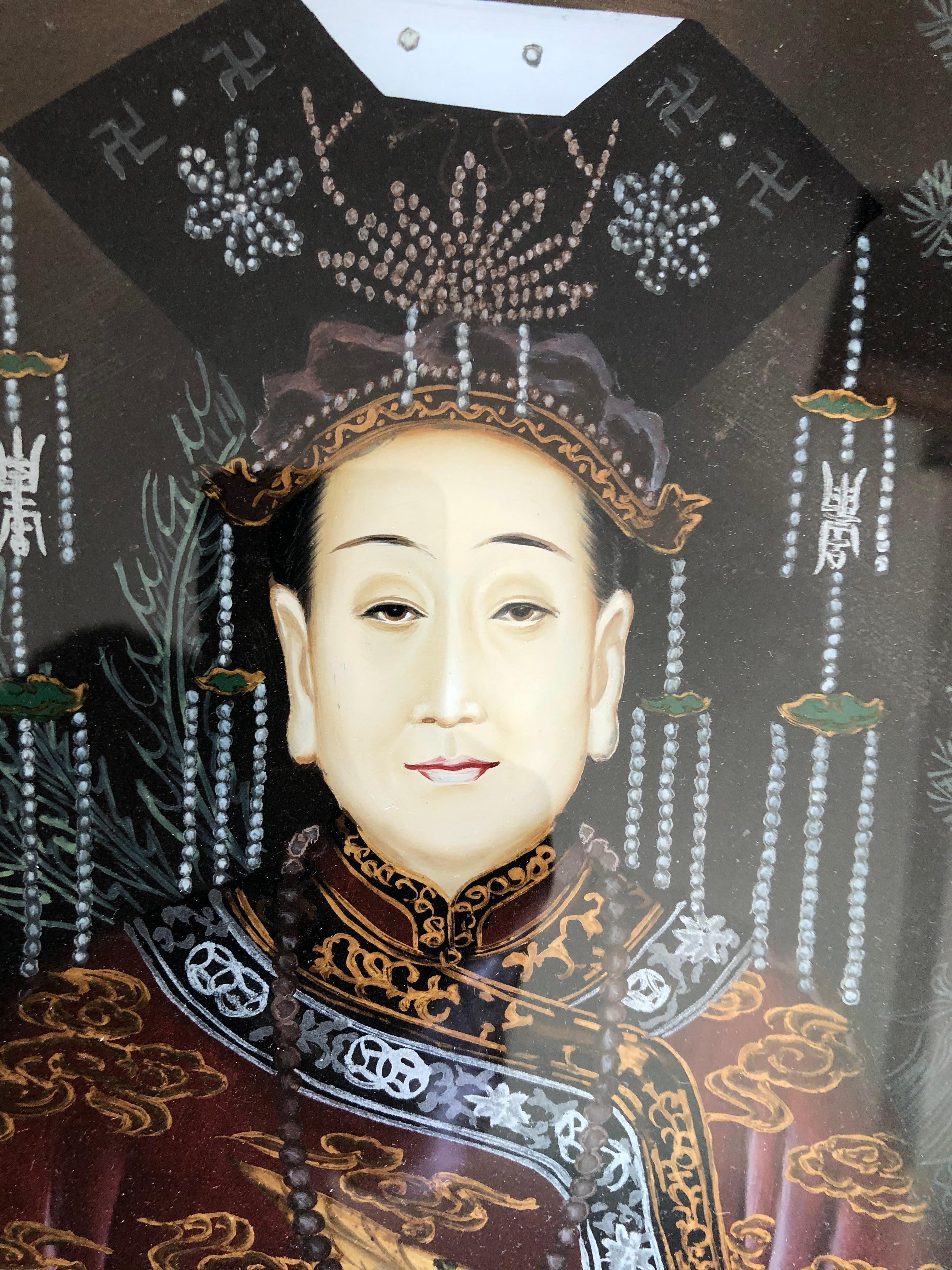 Pair of  Mid 20th Century Chinese Reverse Paintings on Glass For Sale 5