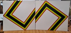 Pair of Mid Century Geometric Abstract Paintings Signed "Gac", Dated 1972