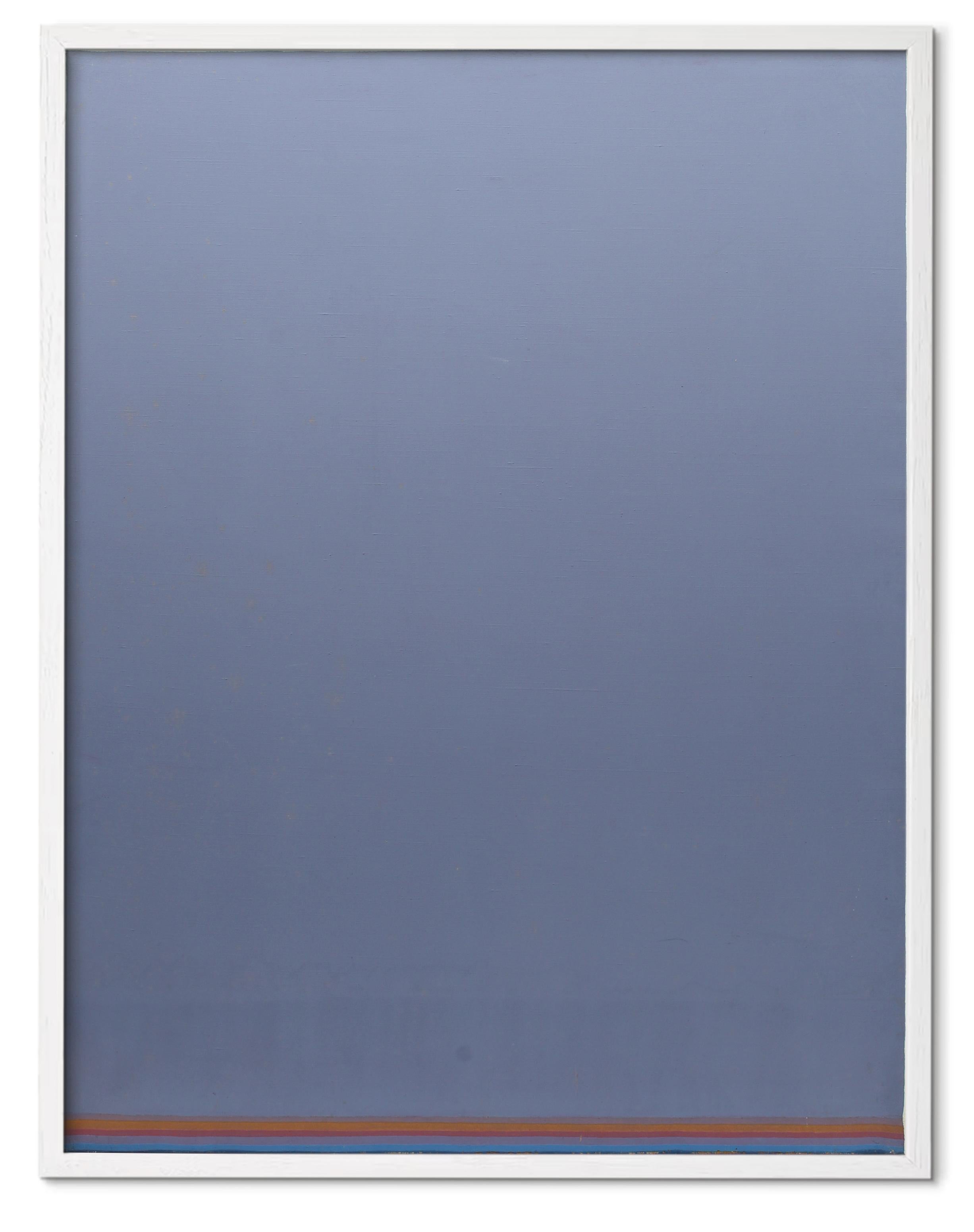 Pareja de óleos geométricos minimalistas americanos Rayas moradas 1969 Raros - Abstract Painting Gris de Unknown