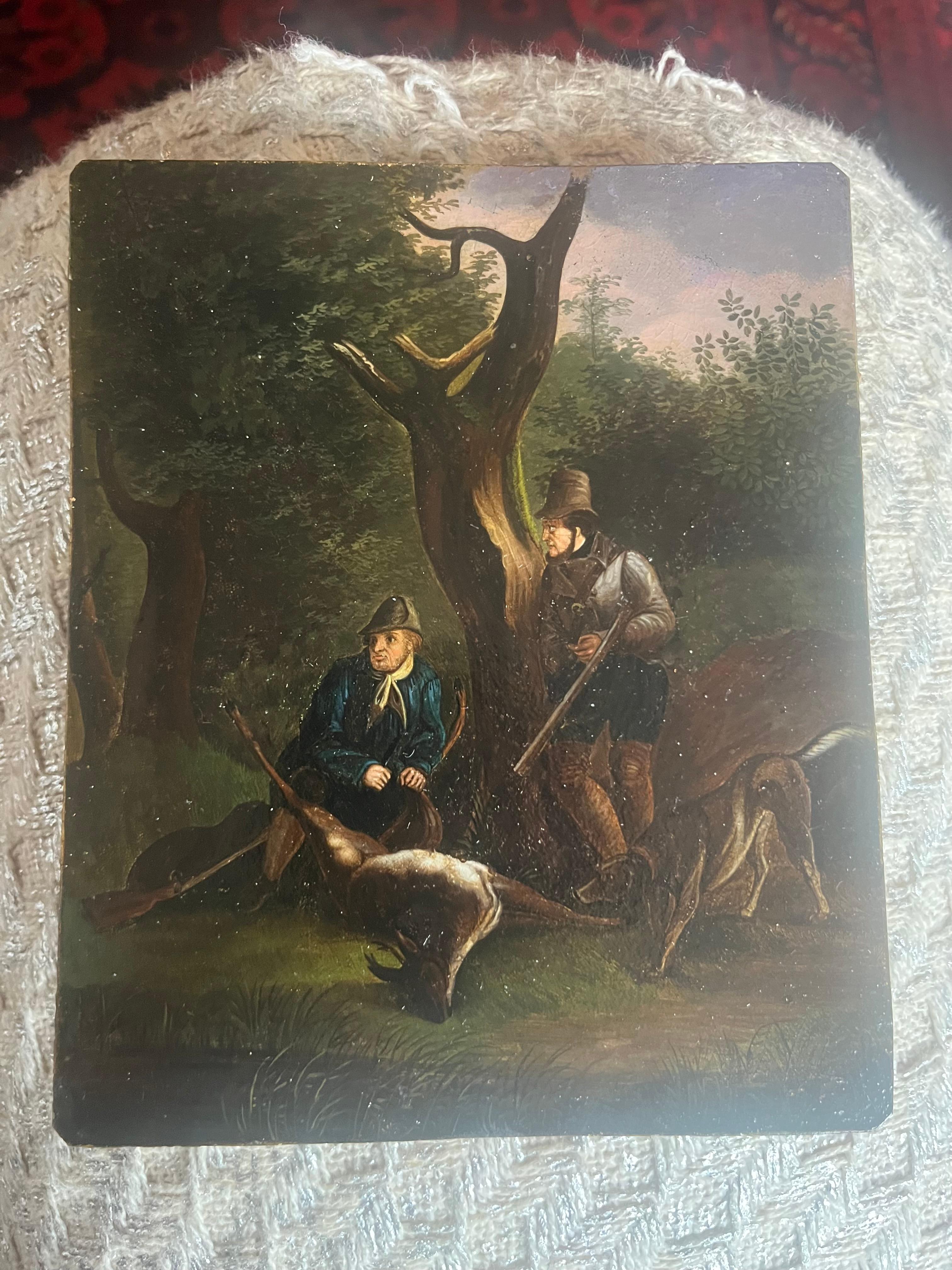 Pair of Nineteenth Century Hunting Scenes with Hunters, Dogs and Deer For Sale 8