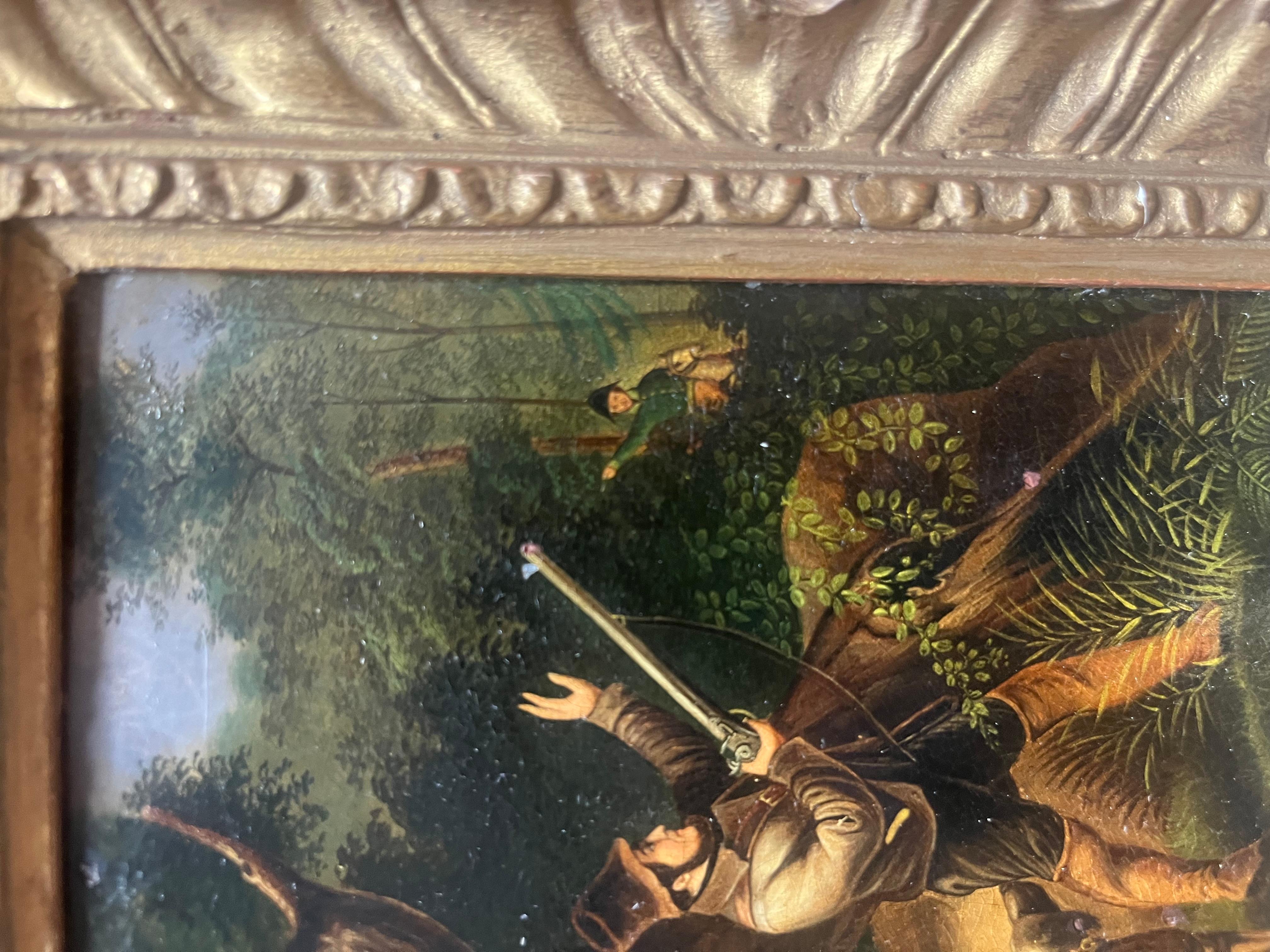Pair of Nineteenth Century Hunting Scenes with Hunters, Dogs and Deer For Sale 11